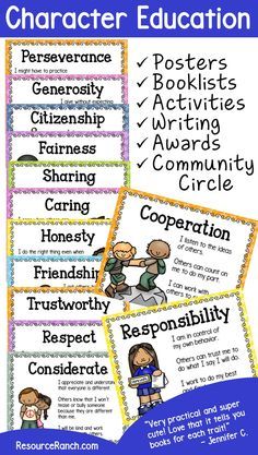 Character Education may be the most important thing we impart to our students because it can have an effect on the very person they become. This This Character Education to help teach, reinforce, and reward 13 important traits. Character Posters For Classroom, Character Education Posters, Character Education Activities, Character Building Activities, Emotional Education, Education Posters, Character Education Lessons, Classical Homeschool, Character Lessons