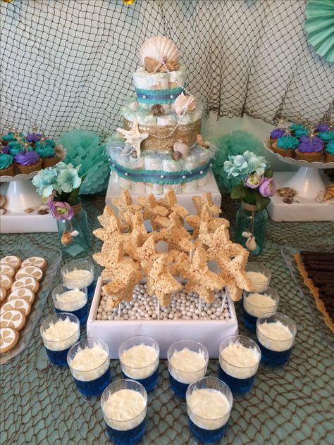 Under the Sea Baby Shower/ mint, lavender and gold color pallet Sea Theme Gender Reveal, Gender Reveal Ocean Theme, Under The Sea Theme Baby Shower Ideas, Water Theme Baby Shower Ideas, Under The Sea Girl Baby Shower Theme, Under The Sea Gender Reveal Ideas, Beach Theme Baby Shower Ideas Girl, Sea Theme Baby Shower Boy, Ocean Baby Shower Theme Girl