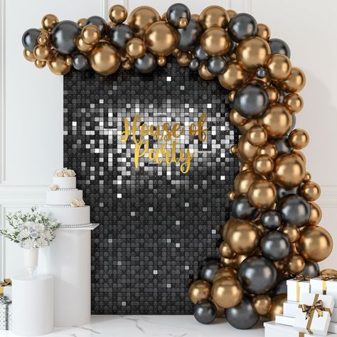 PRICES MAY VARY. 𝐌𝐔𝐋𝐓𝐈𝐏𝐔𝐑𝐏𝐏𝐎𝐒𝐄 𝐁𝐀𝐂𝐊𝐃𝐑𝐎𝐏: Whether you’re in search of perfect Halloween decorations for indoor, outdoor or simply wanting to add some glamour to your home, this silver shimmer wall panel backdrop is perfect for you. 𝐄𝐀𝐒𝐘-𝐓𝐎-𝐈𝐍𝐒𝐓𝐀𝐋𝐋: Our Shimmer sequin wall panel backdrop is super easy to set-up and offers hassle-free experience. Each panel comes pre-assembled, all you have to do is to configure your shape and simply mount it wherever you wish. Ass Gala Photo Backdrop, Black And Gold Themed Party, Boujee Birthday Party, Balloon Photo Backdrop, Silver Shimmer Wall, Bachelorette Party Black, Shimmer Backdrop, Gala Decor, Panel Backdrop