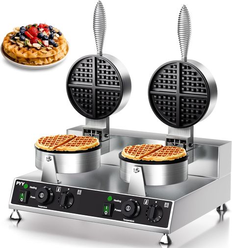 |Features/Details/Reviews| PYY Commercial Waffle Maker Double Waffle Maker Large Stainless Steel Waffle Maker Silver Non-stick Electric Chaffle Maker for Restaurant Party Food Stall #PYY #PYYCommercialWaffleMaker #CommercialWaffleMaker #WaffleMaker #DoubleWaffleMaker #electricwafflemaker Making Waffles, Waffle Cone Maker, Belgium Waffles, Dessert Waffles, Waffle Machine, Breakfast Maker, Waffle Irons, Crispy Waffle, Belgian Waffle Maker