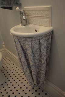 Tutorial: Sink Skirt | Craft Buds Bathroom Sink Skirt, Under Bathroom Sinks, Sink Skirt, Hiding Ugly, Small Sink, Small Bathroom Ideas On A Budget, Small Bathroom Ideas Modern, Tiny Bathrooms, Small Bathroom Ideas