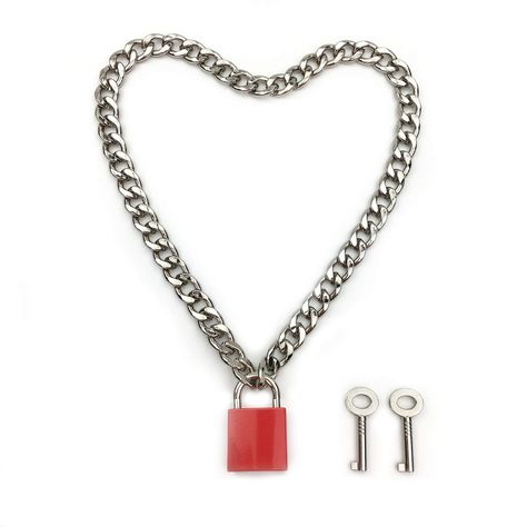 PRICES MAY VARY. ❤️ MATERIAL: Handmade and high-quality chain necklace collar with red padlock, sturdy and non-toxic ❤️ SIZE: Chain length 16'', 18'', 20'' for selection, width 0.35 inches, please measure before you order for your better experience. ❤️ SHIPPING: Approx 9-15 business days ❤️ KEY FEATURE: Metal chain with fashionable padlock with TWO KEYS,no worries for the missing, free exquisite black box, best gifts for friends, better for clothes match or cosplay, Gift for Graduation, Thanksgi Best Gifts For Friends, Gift For Graduation, Padlock Necklace, Chain Collar, Heart Padlocks, Collar Choker, Necklace Collar, Leather Chokers, Choker Collar