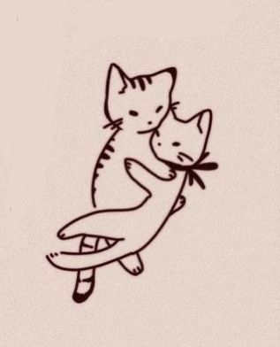 Two Kittens Tattoo, Three Mushroom Tattoo, 2 Cats And A Dog Tattoo, Two People Hugging Tattoo, Cute Tattoos Cat, Cat And Kitten Tattoo, Animal Love Drawing, Mogwai Tattoo, Ying Yang Cat Tattoo