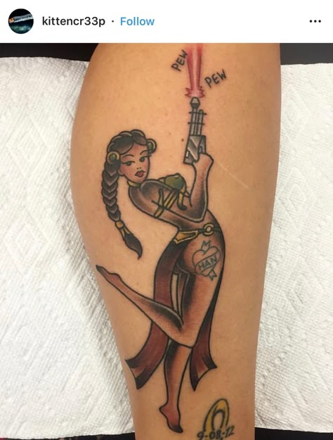 Punk Princess Tattoo, Traditional Tattoo Pin Up Girl, Traditional Tattoo Pin Up, Princess Leia Tattoo, Evangelion Tattoo, Fighter Tattoo, Pin Up Princess, Traditional Tattoo Stencils, Couples Tattoo Designs