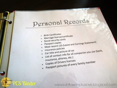 Pcs Checklist, Pcs Binder, Navy Wife Life, Family Emergency Binder, Military Wife Life, Medical Transcription, Military Move, Emergency Binder, Marine Wife