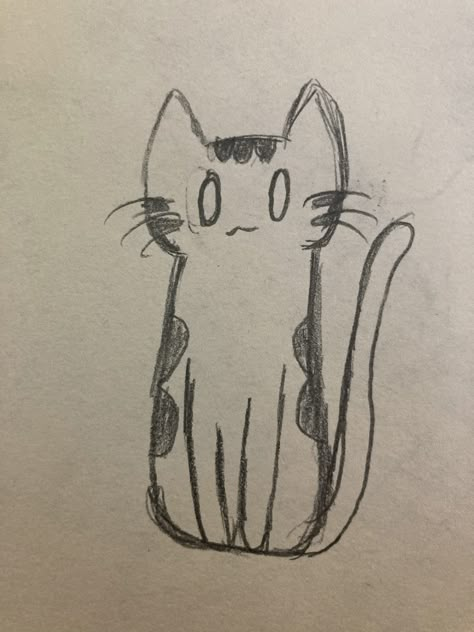 Aesthetic Cat Drawing Simple, Kitty Sketch Simple, Kitten Sketch Simple, Drawn Cats Aesthetic, Silly Cat Drawing Doodles, Cats Art Drawing, Cat Doodle, Art Basics, Small Drawings