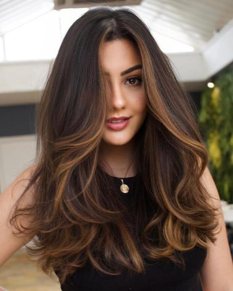 Contrasting Toffee Money Piece for Brunettes Brunette Hair Short, Brown Hair Colors With Blonde, Hair Colors With Blonde, Brown Hair Color With Blonde Highlights, Old Money Brunette, Brown Hair Looks, Hair Adviser, Money Piece, Brunette Balayage Hair