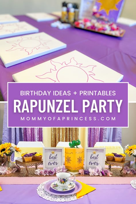 Rapunzel Tangled Party, Rapunzel Birthday Party Food Ideas, Rapunzel Tangled Birthday Party, Disney Tangled Party, Tangled Rapunzel Party Ideas, Tangled Rapunzel Theme Party, Tangled Rapunzel Birthday Party Ideas, Disney Birthday Activities, Rapunzel Party Decor