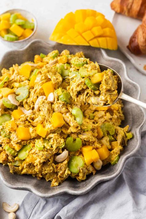 Mango Curry Chicken Salad, Chicken And Mango Salad, Mango Chicken Salad Recipe, Chicken Mango Salad, Mango Chicken Salad, Chicken Salad With Walnuts Recipe, Mango Chicken Recipes, Cranberry Walnut Chicken Salad, Warm Chicken Salad