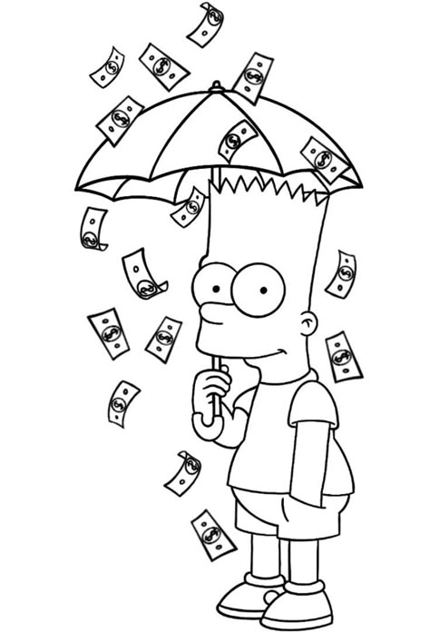 Cartoon Drawings Simpsons, Hypebeast Coloring Pages, Simpsons Coloring Pages Free Printable, Kaws Coloring Pages, Simpsons Drawing Sketch, Bart Simpson Coloring Pages, Rick And Morty Coloring Pages, Rick And Morty Coloring, Bart Simpson Drawing