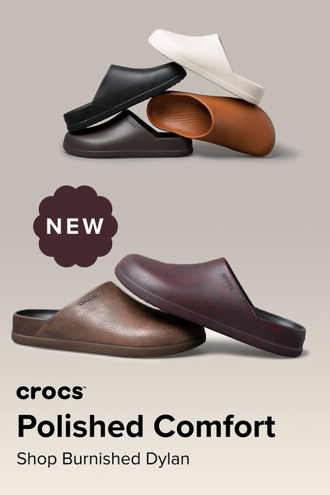 Comfort meets class with the Dylan Clog. Designed to mimic the look of genuine, full-grain leather mules, the Dylan clog provide a modern and sleek style. The Dylan This sleek design will give you a touch of timeless style whether you decide to dress it up or down. The Dylan clog is the perfect addition to any fall outfit, whether a casual fall outfit or dressed up for the office. Crocs Clogs Outfits Style, Dylan Clog, Clog Outfit, Clogs Outfits, Crocs Outfit, Casual Fall Outfit, Wine Hair, Clogs And Mules, Crocs Clogs