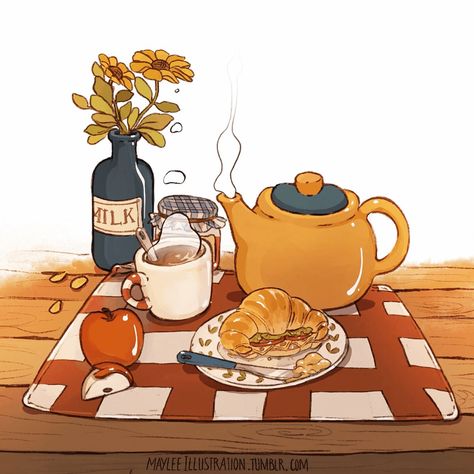 Breakfast Illustration, 귀여운 음식 그림, Food Artwork, Food Illustration Art, Cute Food Art, Illustration Food, Cute Kawaii Drawings, Arte Sketchbook, Hayao Miyazaki