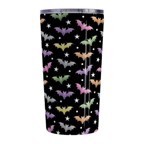 I'm so happy to see that you all love my colorful bats! 🦇☕ I wanted to make sure you knew they were also available on tumbler cups and a travel mug. I'll be working on more Halloween-themed designs to fill the new Halloween collection I created in my shop, so stay tuned! 🎨 #surfacedesigner #mugdesigner #cutethings #bats #halloweenmug #coffeecups #halloweendecor #cutebats #batlover Halloween Lovers, Red And Teal, White Stars, Halloween Celebration, Halloween Mug, All Love, Halloween Season, Fall Floral, Tumbler Cups