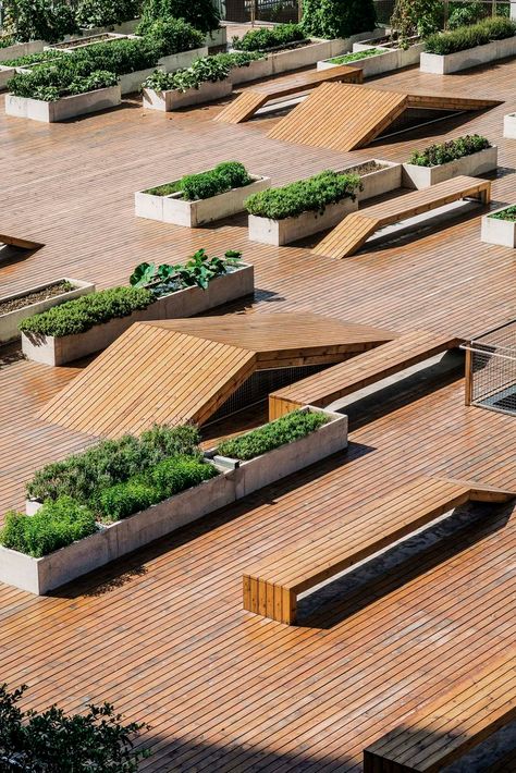 Urban Furniture Design, Landscape And Urbanism Architecture, Terrasse Design, Terrace Garden Design, Public Space Design, Urban Landscape Design, Wooden Deck, Landscape And Urbanism, Landscape Architecture Design