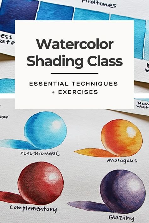 In this video tutorial, I teach you everything you need to know about shading with watercolor. I explain must-know terms and provide essential techniques that will help you shade subjects in a believable way. Water Colour Practice, Watercolor Shading, How To Watercolor Beginners, Watercolor Markers Tutorials, Watercolor Exercises, Watercolor Techniques Tutorial, Watercolor Pencils Techniques, Watercolor Fabric, Learn Watercolor Painting