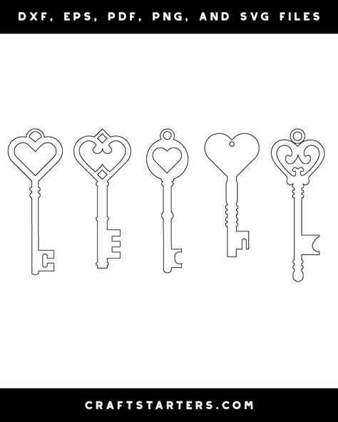 Heart-Shaped Key Outline Patterns: DFX, EPS, PDF, PNG, and SVG Cut Files |  tattoo quotes for couple Key Outline, Heart Key Tattoo, Couple Tattoo Quotes, Key Images, Key Drawings, Small Couple Tattoos, Valentines Party Decor, Key Tattoos, Key Tattoo