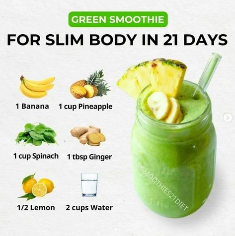 🤩🔥 SLIM BODY IN 21 DAYS WITH GREEN SMOOTHIE Save these smoothie recipes to make them later 😋 💝 21-DAY GREEN SMOOTHIE DIET provides simple detox smoothie recipes to help you change your waist effectively⚡ 👉 Follow @smoothie.diet.01 to get daily recipes Credit - @smoothies21diet #smoothie #weightlosstips #weightlosschallenge #smoothielovers Green Smoothie Recipes Healthy, Simple Detox, Healthy Juice Drinks, Fruit Smoothie Recipes Healthy, Easy Healthy Smoothies, Detox Smoothies, Detox Smoothie Recipes, Smoothie Recipes Healthy Breakfast, Recipes Healthy Breakfast