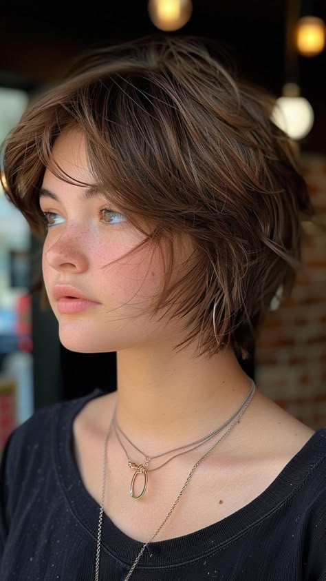 30 Short Hairstyles to Accentuate Your Round Face: Get Inspired! Very Short Haircuts For Round Faces, Unusual Haircuts Women, Short Haircut For Round Face Girl, Straight Short Hair Round Face, Wide Face Short Hair, Short Hair No Bangs Round Face, Pixie Haircut On Round Face, Round Face Haircuts Short Straight, Short Hair Cuts Round Faces