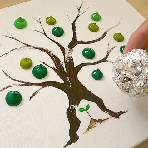 How to Draw a Growing Tree from Sprout / Acrylic Painting Painting Ideas Stone Art, Diy Painting Ideas, Art Painting Aesthetic, Tree Painting Easy, Paintings Diy, Jay Lee, Diy Canvas Art Easy, Acrylic Painting Diy, Painting Summer