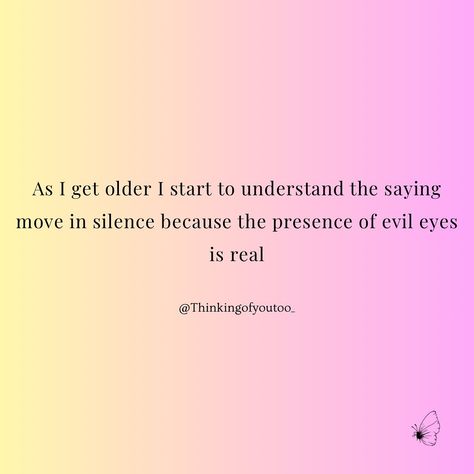 Sometimes, the best moves are made in silence. Not everyone needs to know your plans or see your progress. The power of evil eyes and envy can derail even the strongest ambitions, so protect your energy, guard your vision, and let your actions speak louder than words. The less they know, the less they can interfere. Success grows in the shadows until it’s ready to shine in the light. 🌑✨ Trust the process, stay focused, and let them wonder what’s next. Your peace and progress matter more... Grow In Silence, Protect Your Energy, Move In Silence, Actions Speak Louder Than Words, Actions Speak Louder, Motivational Posts, Evil Eyes, Boss Quotes, In The Shadows