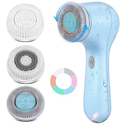 Amazon.com: Facial Cleansing Brush Face Scrubber: Electric Exfoliating Spin Brush IPX7 Waterproof USB Rechargeable Silicone Cleaning Cleanser Spinning Rotating Washer Proactive Acne System : Beauty & Personal Care Best Facial Cleansing Brush, Face Scrub Brush, Revlon Hair Dryer, Facial Scrubber, Face Brush Cleansing, Face Scrubber, Flaking Skin, Face Care Routine, Brush Cleanser