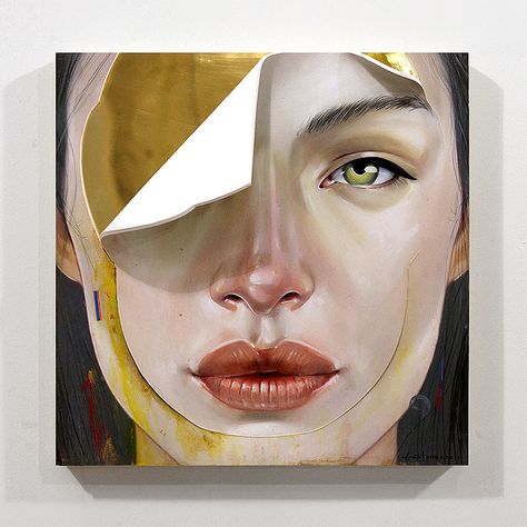 Erik Jones Project Room, Face Peel, Color Full, Digital Portrait, Colorful Paintings, Mixed Media Canvas, Woman Painting, Tag Art, Optical Illusions