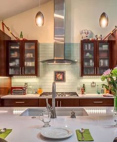 Range Hoods For Tall Ceilings, Range Hoods For Cathedral Ceilings, Range Hood With Tall Ceilings, Range Hood Ideas High Ceilings, Range Hood Pitched Ceiling, Kitchen Backsplash With Vaulted Ceiling, Kitchen Hood Ideas Vaulted Ceiling, Range Hood On Tall Wall, Range Hood For High Ceiling