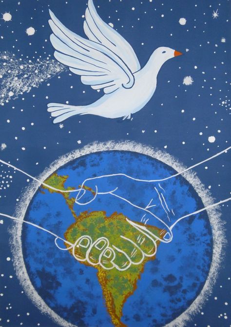 Unity In Art, Nature Drawing For Kids, Unity Painting, Peace Drawing, Earth Day Drawing, African Art Projects, World Peace Day, Freedom Art, Peace Poster