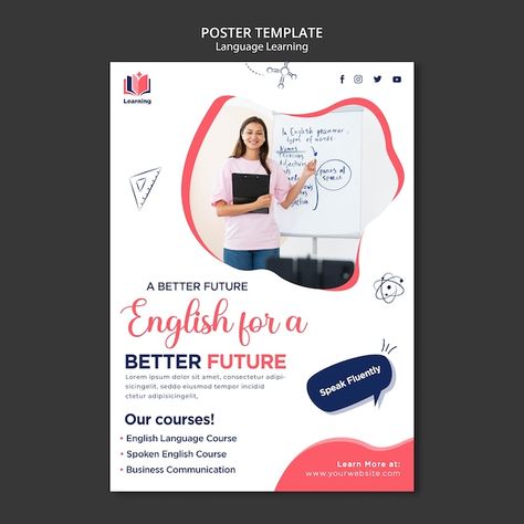 Free PSD language classes vertical poste... | Free Psd #Freepik #freepsd #learning-poster #class-poster #language-course #study-poster Study Poster, Language Classes, English Language Course, Class Poster, Learning Poster, English Course, Vertical Poster, Business Communication, Psd Icon