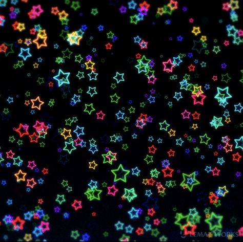 Neon Star Background, Rainbow Star Background, Scene Star Wallpaper, Rainbow Stars Aesthetic, Colorful Star Aesthetic, Scenecore Pattern, Rainbow And Black Aesthetic, Scene Emo Background, Scenecore Stickers