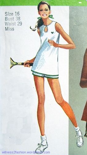 Tennis dress and shorts, Simplicity pattern 9417, dated 1971. Tennis Dress Pattern, Womens Tennis Dress, School 2017, Playing Tennis, Vintage Tennis, Fashion Sketch, Play Tennis, Clothing Design, Simplicity Patterns