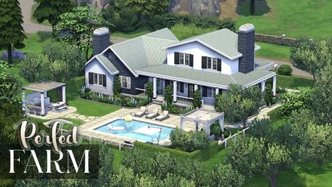 Sims 4 Modern Farmhouse Cc, Sims 4 Speed Build, Pool Bar, Sims 4 Build, Custom Content, Family House, The Sims 4, Sims Cc, The Sims