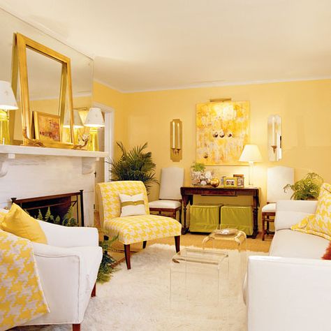 Decorate with Yellow Yellow Living Room Colors, Yellow Decor Living Room, Furniture Colors, Cream Living Rooms, Color Palette Living Room, Yellow Furniture, Painted Furniture Colors, French Country Living Room, Yellow Room