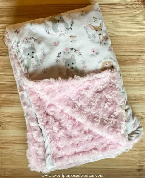 Baby Blanket Sewing Pattern Minky, How To Make A Minky Baby Blanket, Flannel And Minky Blanket Diy, Baby Blanket Made With Minky Fabric, Sewing Receiving Blankets, Sewing A Baby Blanket, Free Baby Blanket Patterns Sewing, Baby Minky Blankets Diy, Handmade Baby Blankets Sewing