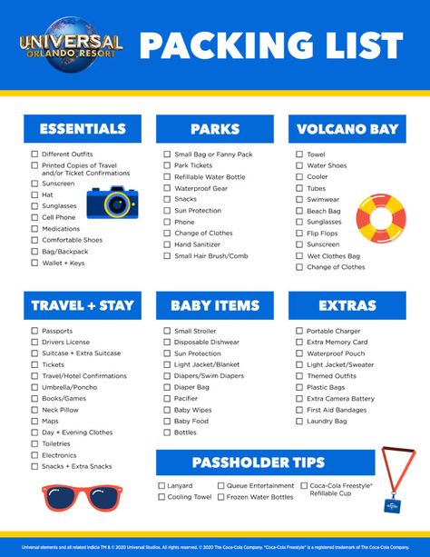 Packing List For Universal Studios, Universal Vacation Planning, Universal Studios Planning, Universal And Disney Vacation, What To Bring To A Theme Park, Universal Studios Essentials, Universal Trip Must Haves, Packing List For Orlando Florida, Universal Studios Trip Planning