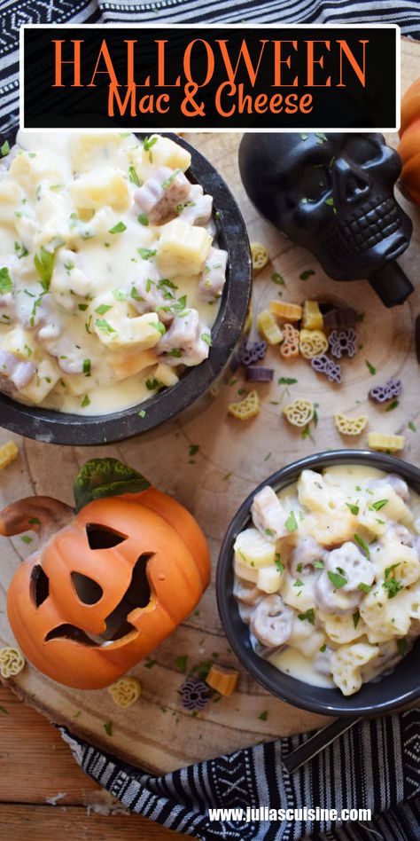 Halloween Macaroni and Cheese Aldi Halloween Pasta, Halloween Pasta Ideas, Halloween Shaped Pasta, October Meals, Halloween Pasta, Shaped Pasta, Cooking Friends, Creamy Cheese Sauce, Best Macaroni And Cheese