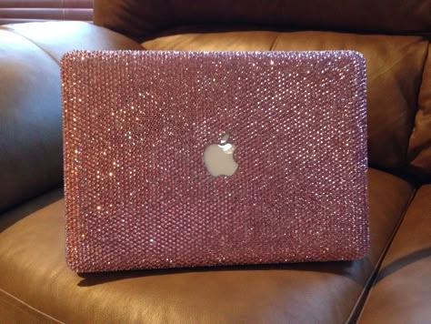 Apple Computer Laptop, Bedazzled Stuff, Pink Macbook, Laptop Decoration, Rhinestone Projects, Trashy Y2k, Pink Girly Things, Macbook Case, Just Girly Things