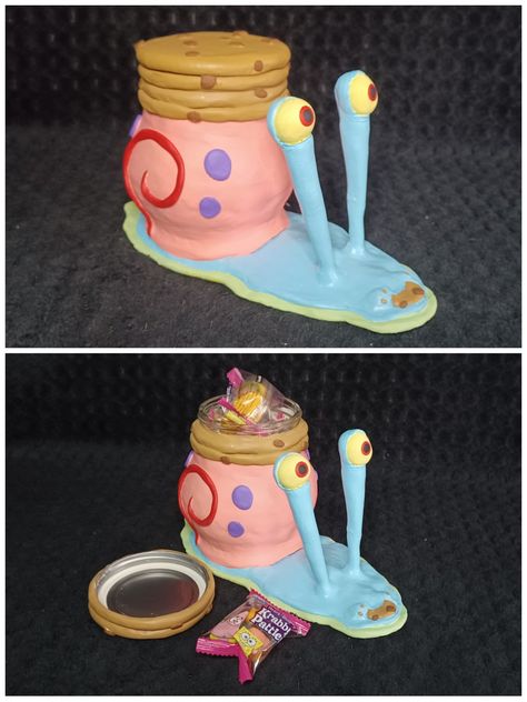 Air Dry Clay Jar Ideas, Spongebob Sculpture, Spongebob Ashtray, Spongebob Clay Art, Air Dry Clay Jar, Clay Spongebob, Spongebob Clay, Gary From Spongebob, Air Dry Clay Coasters