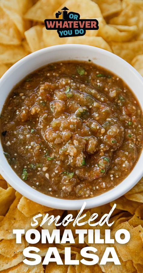 Smoked Tomatillo Salsa, Smoked Salsa, Tomatillo Salsa Recipe, Pulled Pork Enchiladas, Pork Enchiladas, Smoked Recipes, Easy Salsa Recipe, Outdoor Cooking Recipes, Spicy Corn