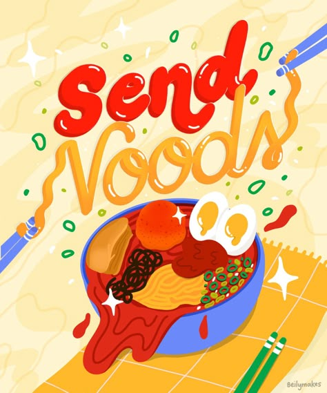 Noodles Poster Design, Noodle Illustration Design, Noodle Typography, Noodle Poster Design, Cooking Typography, Ramen Photography, Noodle Poster, Noodle Illustration, Noodles Illustration