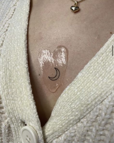 Small Chest Tattoos, Crescent Moon Tattoo, Mini Tattoo, Chest Tattoo, Moon Tattoo, Korean Street Fashion, Vintage Aesthetic, Tattoo On, Future Tattoos