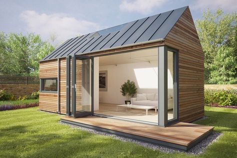 Prefabricated Houses Design, Design Casa Piccola, Small Wooden House, Backyard Studio, Micro House, Modern Tiny House, Prefabricated Houses, Garden Studio, Garden Buildings