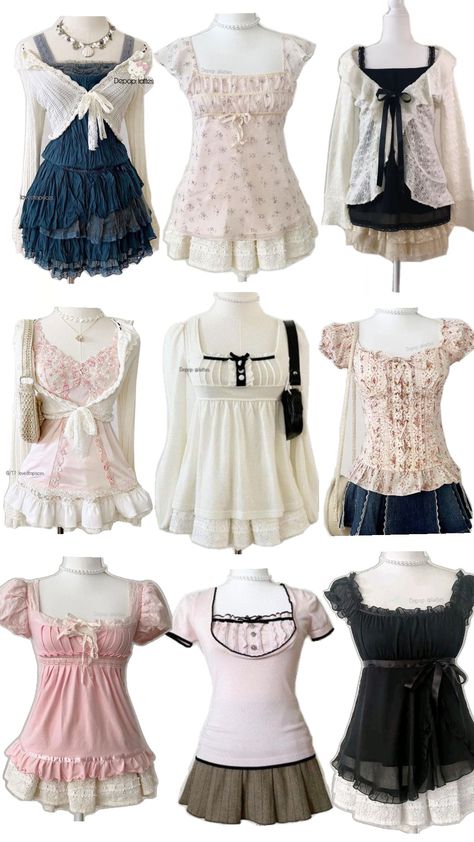 clothes shoujo ♡ #shoujo #outfit Himekaji Outfits, Water Movement, Mori Fashion, Creation Couture, Grunge Goth, Japanese Outfits, Really Cute Outfits, Girly Outfits, Gyaru