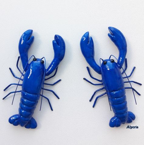 Polymer Clay Lobster, Lobster Craft, Clay Lobster, Clay Crab, Ceramic Lobster, Lobster Crafts, Clay Ocean, Polymer Clay Fish, Easy Polymer Clay