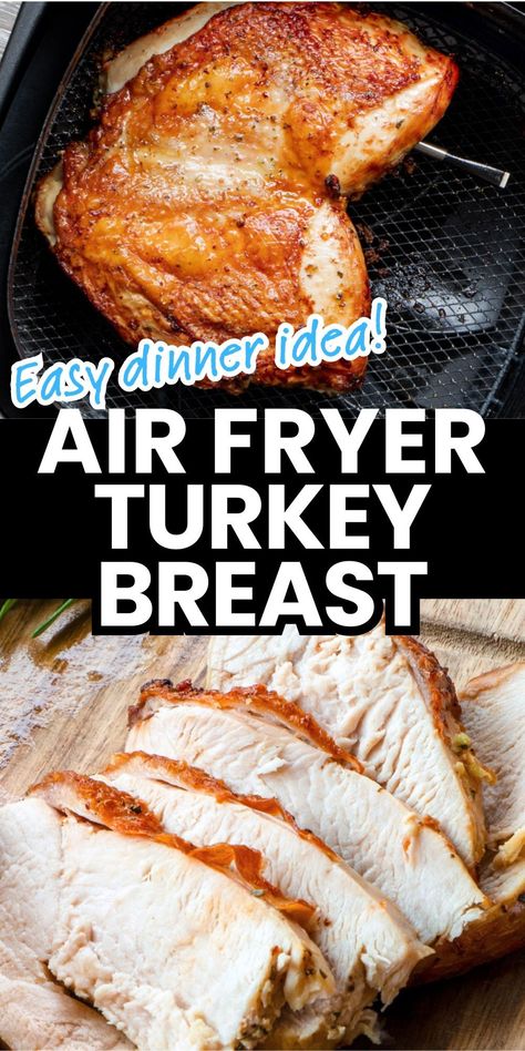 Whip up an easy dinner any night of the week with this juicy, tender air fryer turkey breast. Roasted turkey flavor in a fraction of the time it usually takes, with none of the hassle. Thanks air fryer! Turkey Breast Air Fryer Boneless, Boneless Turkey Breast Air Fryer Recipe, Boneless Turkey Breast Air Fryer, Turkey Breast In The Air Fryer, Air Fryer Turkey Breast Boneless, Turkey Breast In Air Fryer Boneless, Oilless Turkey Fryer Recipes, Turkey Breast Air Fryer Recipe, Airfryer Turkey Breast