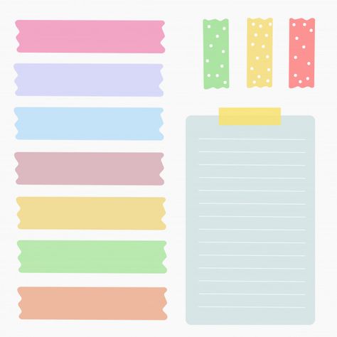 Element colorful paper vector set Premium Vector Paper Vector, Penanda Buku, Digital Notes, Note Writing Paper, Images Kawaii, Colorful Paper, Bullet Journal School, Banner Template Design, Paper Ribbon