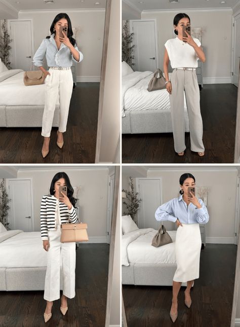 work - Extra Petite White Pant Work Outfit, Cream Heels Outfit, White Pants Work Outfit, Petite Outfits Casual, Frühling Outfit, Summer Work Outfit, Summer Business Casual, Summer Business Casual Outfits, Petite Casual