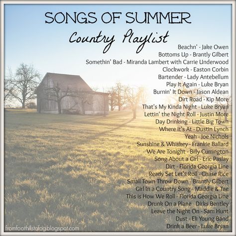 Songs of Summer - Country Playlist #music #fromfoothillstofog Summer Country Playlist, Best Country Songs Playlist, Country Songs List, Country Spotify Playlist, Lyric Captions, Old Country Music Playlist, Country Music Playlist, Country Playlist, Music Lists