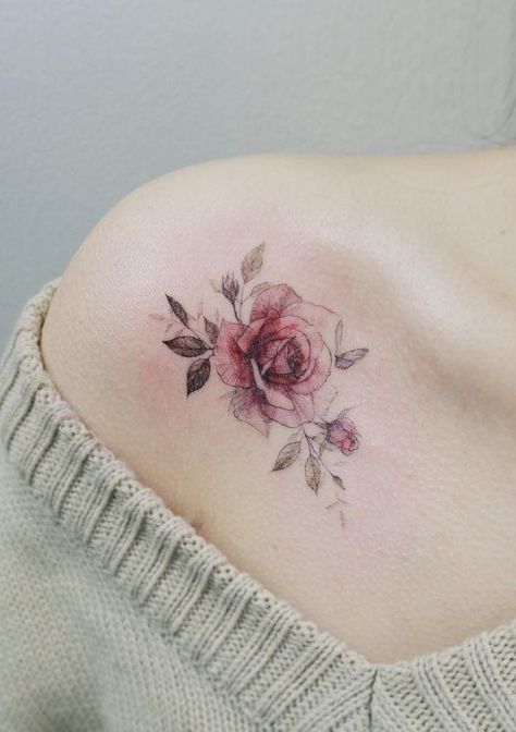 Watercolor Daisy Tattoo, Tattoo Tulip, Tatoo Dog, Daisy Tattoo Designs, Side Tattoos Women, Purple Tattoos, Simple Tattoos For Women, Rose Shoulder Tattoo, Tulip Tattoo