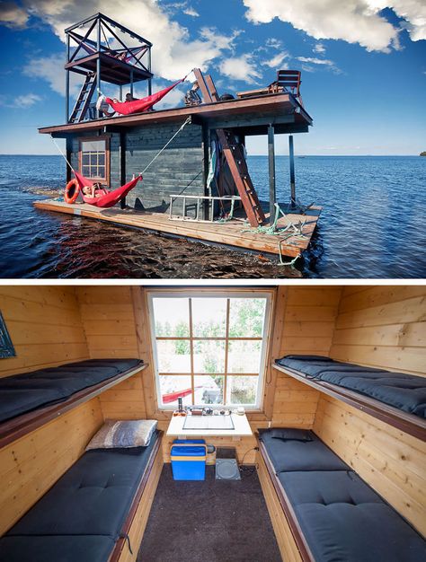 Floating Houseboat in Finland | Bored Panda Pontoon Houseboat, Shanty Boat, Houseboat Living, Floating Platform, Save For House, Tiny Apartments, Victorian Cottage, Floating House, Houseboat